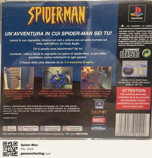 Spider-Man PlayStation, PAL box back