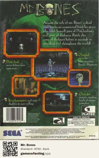 Mr. Bones Sega Saturn, NTSC box back