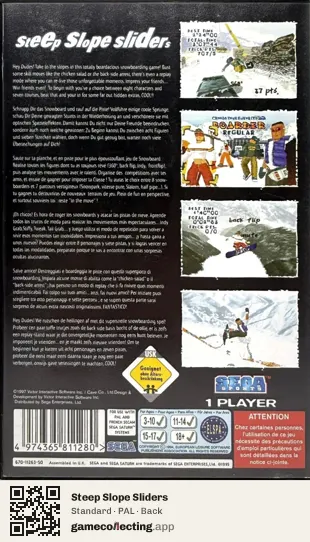 Steep Slope Sliders Sega Saturn, PAL box back