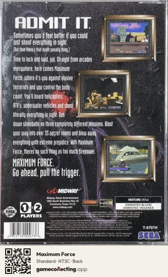 Maximum Force Sega Saturn, NTSC box back