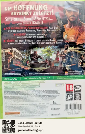 Dead Island: Riptide Xbox 360, PAL box back