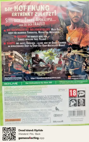 Dead Island: Riptide Xbox 360, PAL box back