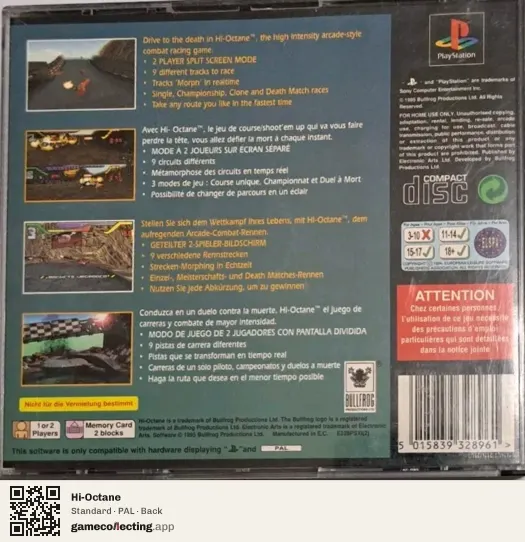 Hi-Octane PlayStation, PAL box back