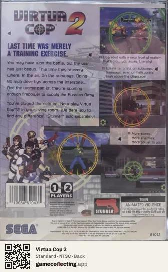 Virtua Cop 2 Sega Saturn, NTSC box back
