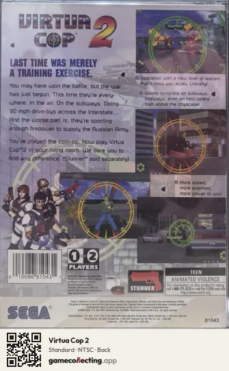 Virtua Cop 2 Sega Saturn, NTSC box back