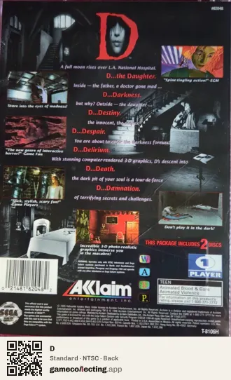 D Sega Saturn, NTSC box back