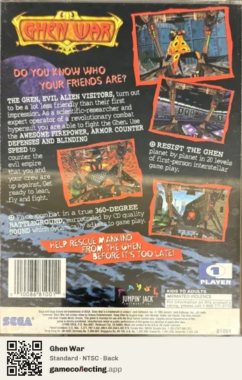 Ghen War Sega Saturn, NTSC box back