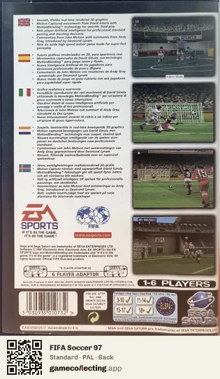 FIFA Soccer 97 Sega Saturn, PAL box back