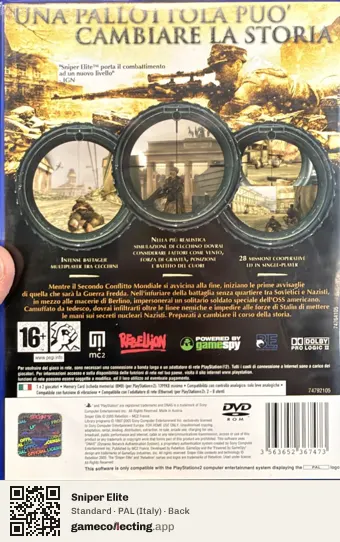 Sniper Elite PlayStation 2, Italy box back