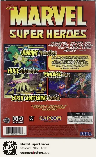 Marvel Super Heroes Sega Saturn, NTSC box back