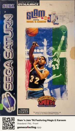 Slam 'n Jam '96 Featuring Magic & Kareem Sega Saturn, PAL box front