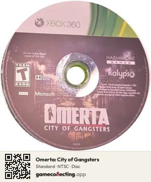 Omerta: City of Gangsters Xbox 360, NTSC disc