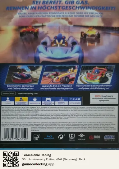 Team Sonic Racing PlayStation 4, Germany box back