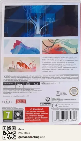 Gris Nintendo Switch, PAL box back