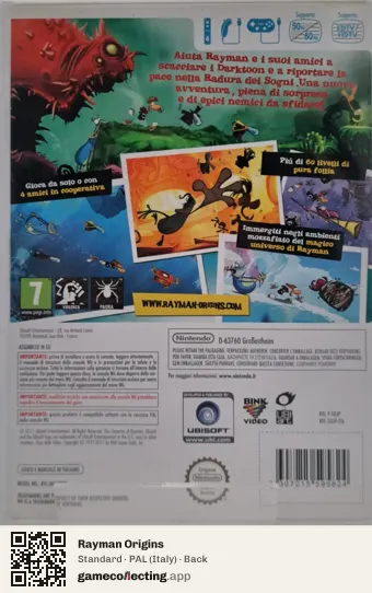Rayman Origins Nintendo Wii, Italy box back