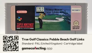 True Golf Classics: Pebble Beach Golf Links Super Nintendo Entertainment System, PAL cartridge label