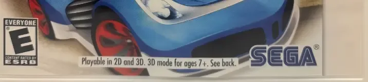 Sonic & All-Stars Racing Transformed, the ESRB box on its front