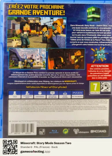 Minecraft: Story Mode Season Two PlayStation 4, France box back