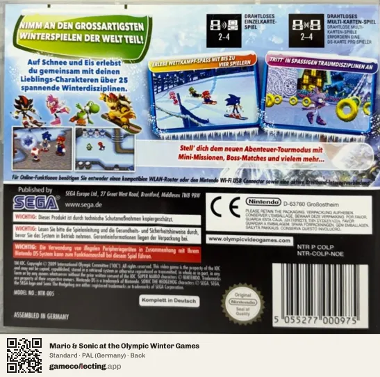 Mario & Sonic at the Olympic Winter Games Nintendo DS, Germany box back