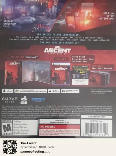 The Ascent PlayStation 5, NTSC box back