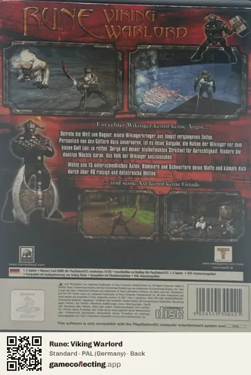 Rune: Viking Warlord PlayStation 2, Germany box back