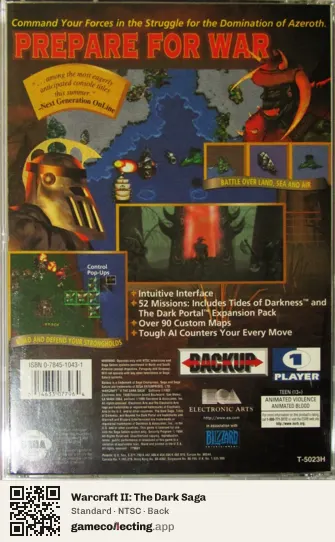 Warcraft II: The Dark Saga Sega Saturn, NTSC box back