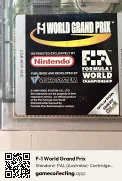 F-1 World Grand Prix Game Boy Color, PAL cartridge label