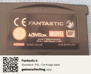 Fantastic 4 Game Boy Advance, PAL cartridge label