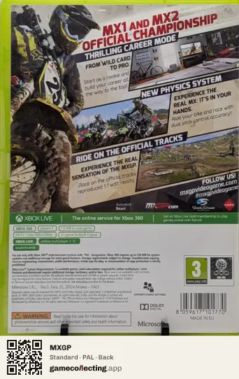 MXGP Xbox 360, PAL box back