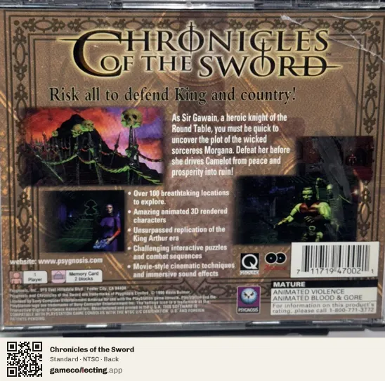 Chronicles of the Sword PlayStation, NTSC box back