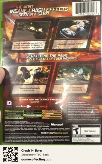 Crash 'N' Burn Xbox, NTSC box back