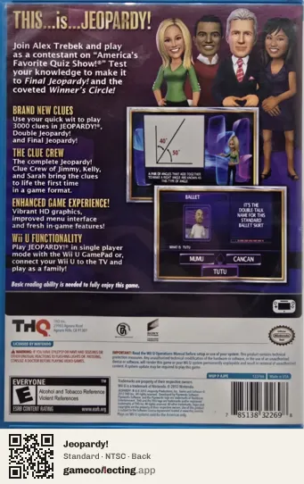 Jeopardy! Nintendo Wii U, NTSC box back