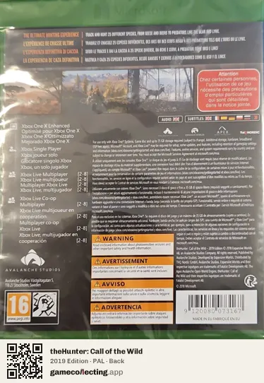 theHunter: Call of the Wild Xbox One, PAL box back
