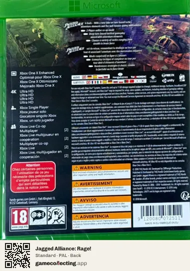 Jagged Alliance: Rage! Xbox One, PAL box back
