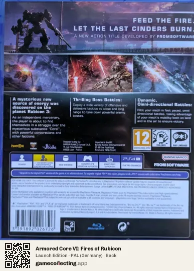 Armored Core VI: Fires of Rubicon PlayStation 4, Germany box back