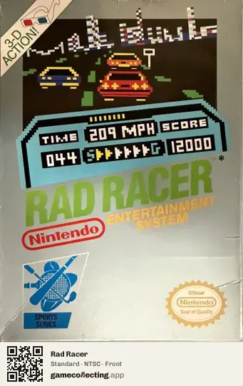 Rad Racer Nintendo Entertainment System, NTSC box front