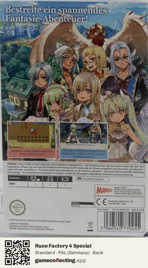 Rune Factory 4 Special Nintendo Switch, Germany box back
