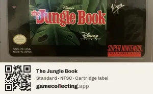The Jungle Book Super Nintendo Entertainment System, NTSC cartridge label