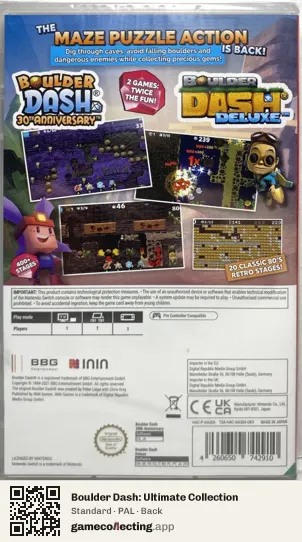 Boulder Dash: Ultimate Collection Nintendo Switch, PAL box back
