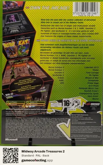 Midway Arcade Treasures 2 Xbox, PAL box back