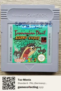 Taz-Mania Game Boy, PAL cartridge label