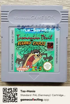 Taz-Mania Game Boy, PAL cartridge label