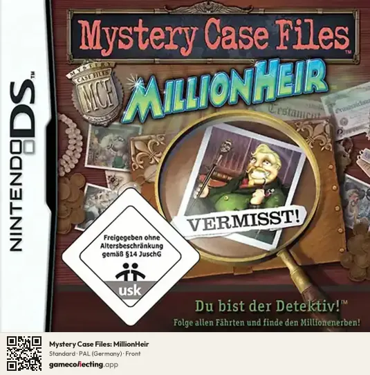 Mystery Case Files: MillionHeir Nintendo DS, Germany box front