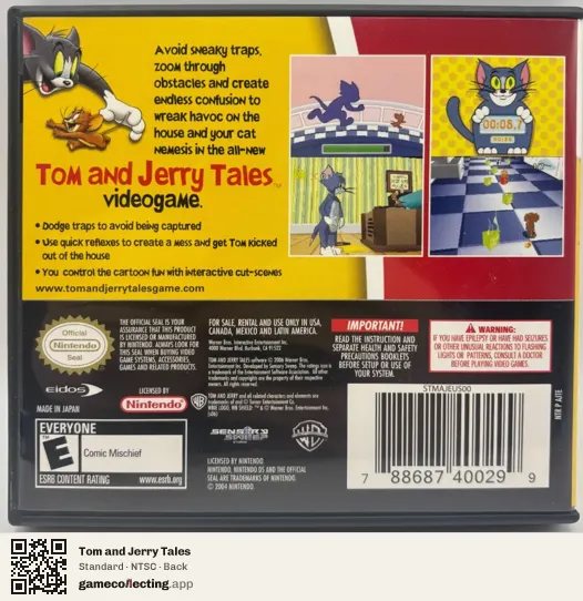 Tom and Jerry Tales Nintendo DS, NTSC box back