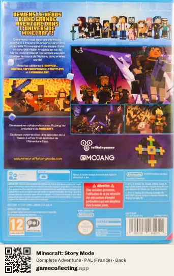 Minecraft: Story Mode Nintendo Wii U, France box back