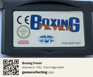 Boxing Fever Game Boy Advance, PAL cartridge label