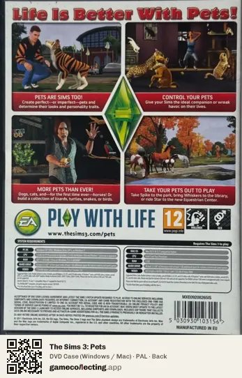 The Sims 3: Pets Computer, PAL box back