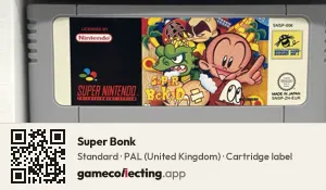 Super Bonk Super Nintendo Entertainment System, PAL cartridge label