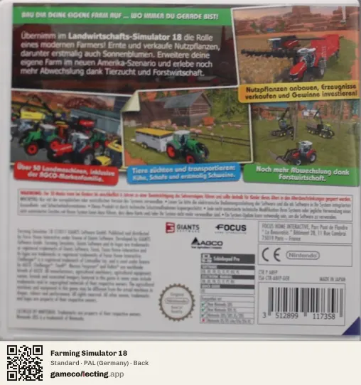 Farming Simulator 18 Nintendo 3DS, Germany box back