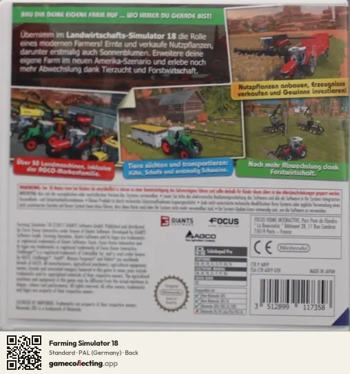 Farming Simulator 18 Nintendo 3DS, Germany box back